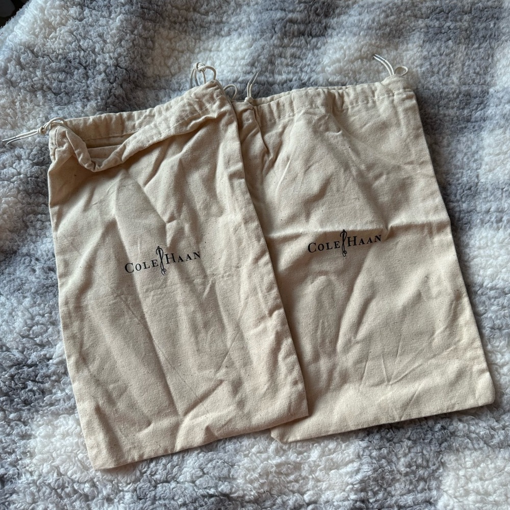 Set of 2 Cole Haan Tan Canvas Dust Bags with Drawstring Top